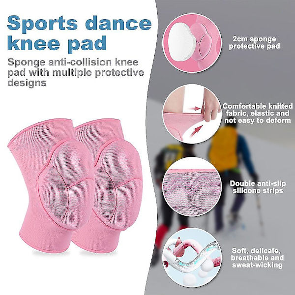 Knäskydd, Sport Knäskydd med halkfri design Andningsbart material, Anti-inflammation och cirkulation, Knäskydd för män och kvinnor (Rosa-S Kod)