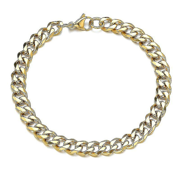 Polerede rustfrit stål armbånd til mænd og kvinder i guld og sort punk (5mm, guld farve)