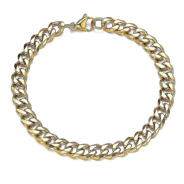 Poleret rustfrit stål armbånd til mænd kvinder guld sort farve punk（5 mm， guldfarve）