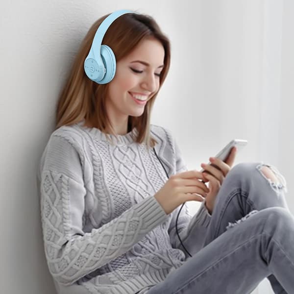 Trådlöst Bluetooth-headset som kan vikas ihop, hopfällbart sport- och spelheadset（Blå）