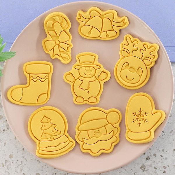 Julklapp Tredimensionell Fondant Biscuit DIY Bakverktyg med Stämpelset Pepparkaksgubbe/Flicka