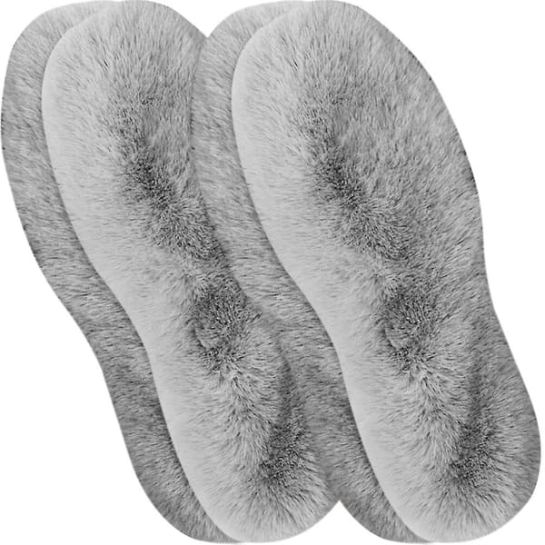 Par af vintervarme indersåler Fluffy indersål sutsko (28X10cm, grå)