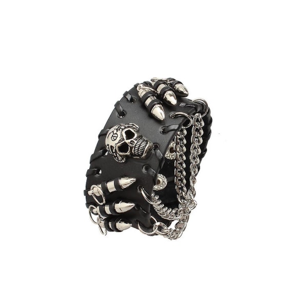 Punk Gothic Rock Bullet Läderarmband Herr