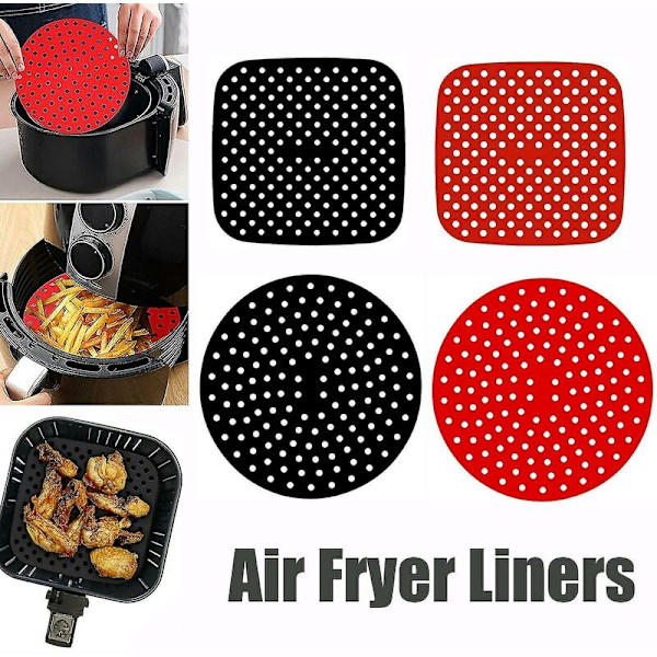 FlkwoH Återanvändbara Air Fryer-foder Non-Stick Silikon Fyrkantig/Rund Korgmatta