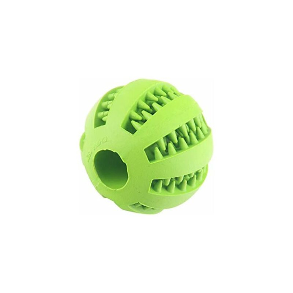 Interaktiv leksaksboll för hund katt husdjur för tand rengöring, tuggummi tuggboll IQ träningsboll pussel leksaker för hund katt (7cm, grön)
