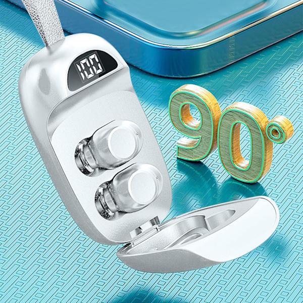LED-skärm Ström Trådlös Bluetooth-headset Mini Flip Cover Design-border Dubbla In-ear Bluetooth-headset 20240587（Vit）