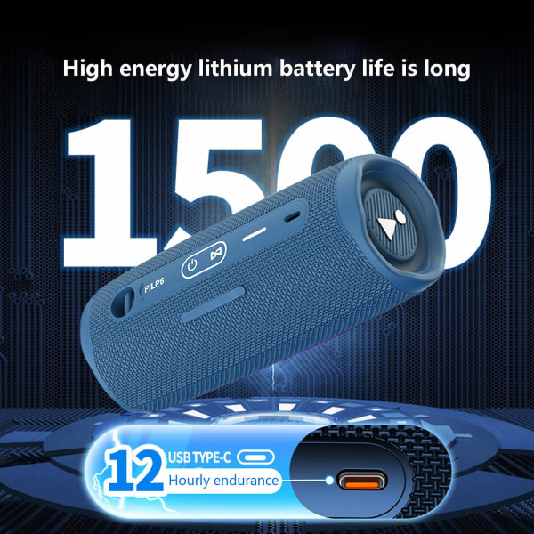 Trådlös Bluetooth-högtalare är bärbar, och utomhussporter är inte rädda för vatten, hög ljudkvalitet, lång batteritid, ingen fördröjning. 20240259（Blå）