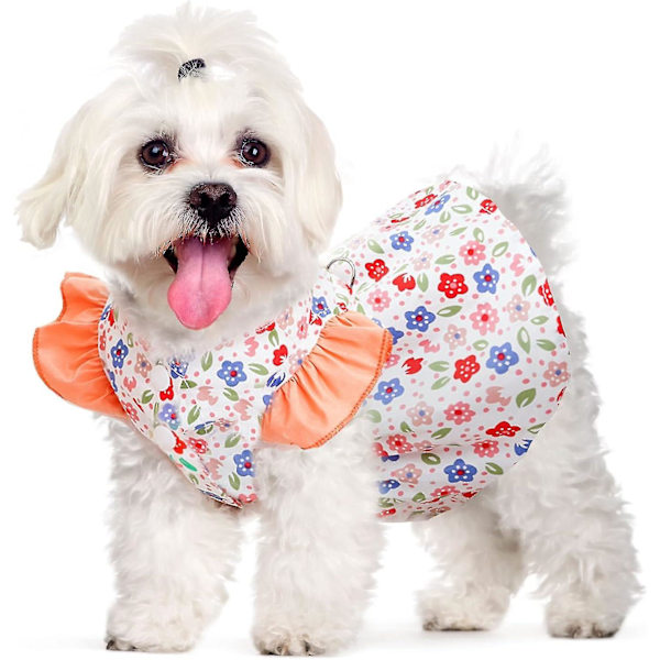Hundklänning, valpblommig prinsessklänning, tunn söt husdjur sommarkläder kläder söt blommig hundprinsessklänning（2XL，orange）