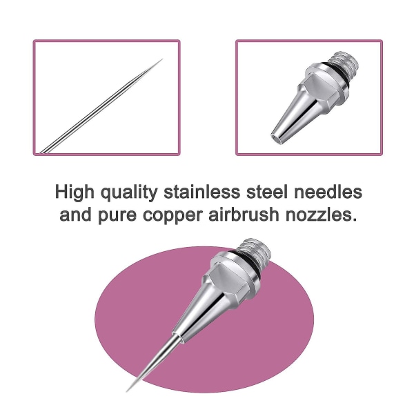 Airbrush dyse og nålesæt, 0,2 mm/0,3 mm/0,5 mm Airbrush nåle Airbrush dyser reservedele til Airbrush sprøjtepistol, tilbehør maling