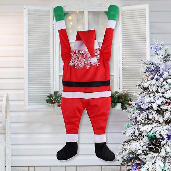 Sammetsklädd tomte klättrande väggdekoration klädhängande present semestergåva (1 st röd)