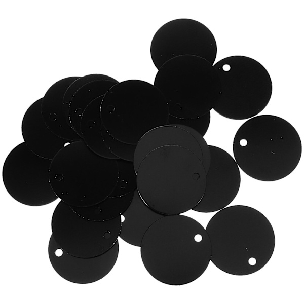 25 kpl alumiiniseoslemmikkien tunnisteita pyöreitä lemmikkien tyhjiä tunnisteita pentu hihnan riipus tarvikkeita pennuille Teddy DIY kaivertaa (musta) (3.50X3.50X0.10CM, musta)