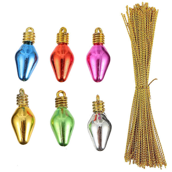 100 fargerike simulerte lampeperler DIY-tilbehør med tau (tilfeldige farger) (2,5X1cm, som vist på bildet)