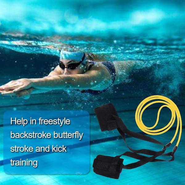2023 Nyt svømmemodstandsbælte med fodspænder og elastisk reb til træning, gul