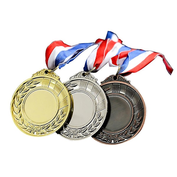 3-pack med maratonmedaljer i metall, universella medaljer för sportstävlingar (6,5 x 6,5 x 0,2 cm, olika färger)