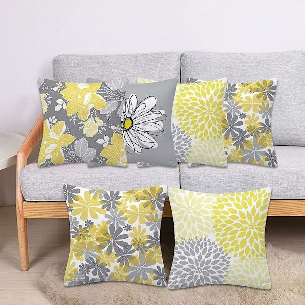 Set med 4 kuddfodral, soffhem vardagsrum sovrum heminredning blommörngott 45X45cm (Daisy - 45X45)