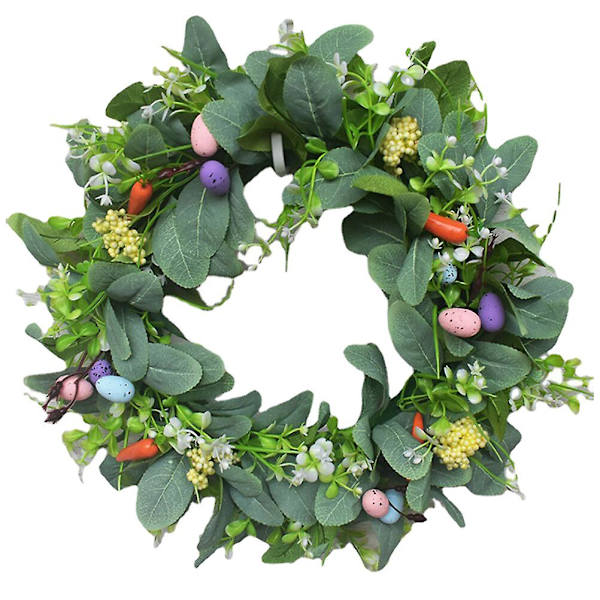 Påskeblad Egg Krans Anheng Festlig Inngangsdør Krans Påske Vindusdekor (42cm, som vist)