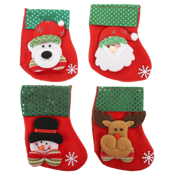 4-pack Christmas stockings Christmas tree decorations (15.00X13.00X2.50CM, red)