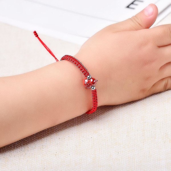 Cinnober Kalebass Armband Handgjord Flätad Röd Rep Armband För Barn