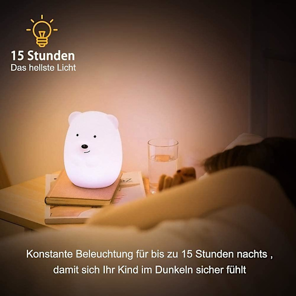 Nattlampa med LED, 9 färger, fjärrkontroll, nattlampa för barn, silikonbälte, touch, ingen