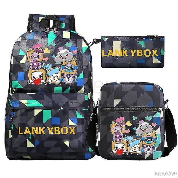 Lankybox skolväska tecknad axelväskor casual canvasväska student laptop Mochilas（bildfärg）