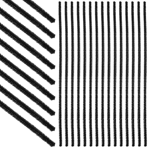 300 kappaletta käsintehtyjä DIY-tarvikkeita kierretty tikku materiaali chenille varsi kierretty pörröinen DIY-tikku (30X0,6 cm, musta)