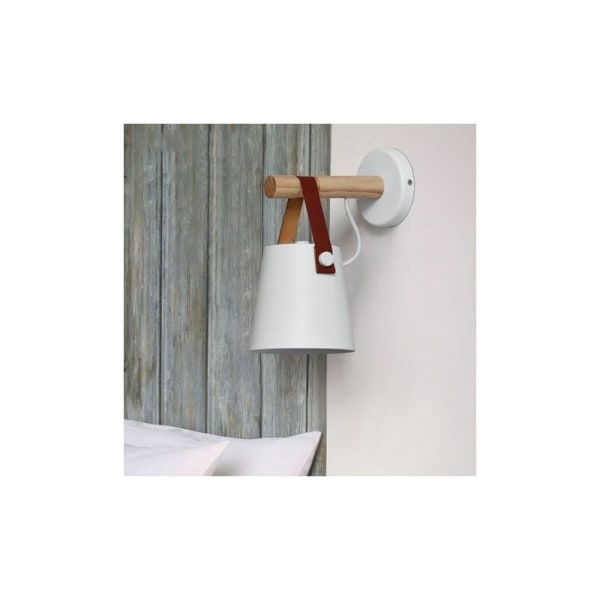 Nordisk stil bälte vägglampa E27 modern massivt trä vägglampa enkel kreativ personlighet sovrum gång sängbord vägglampa 22 13cm vit 1 st