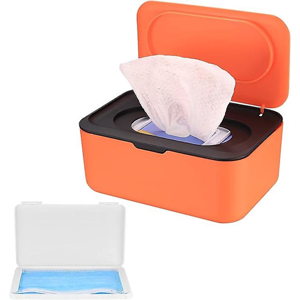 (sort Orange) Servietbeholder med låg, støvtæt servietbeholder, servietholder, toiletpapirbeholder, servietbeholder