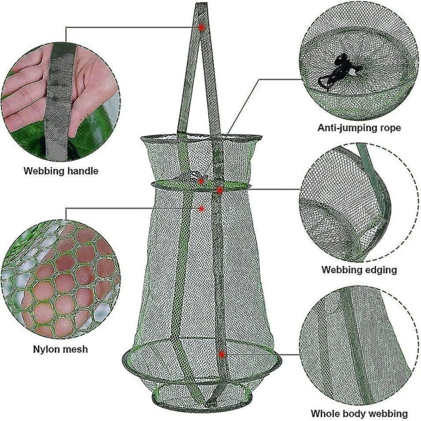 2 st hopfällbara fiskenät fiskenät fälla 50*30cm fiskenät fisk i fickor