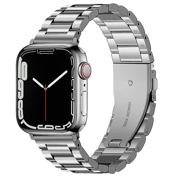 Apple Watch rannekkeelle ruostumaton teräs, Apple Watch vaihtoranneke, pituussäädin (hopea)（42-44-45-49MM）