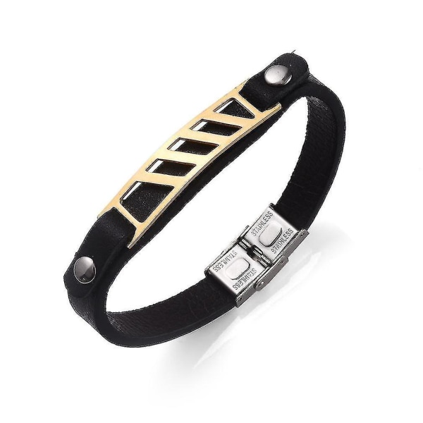 Nitarmband i kohudläder med geometrisk mönster