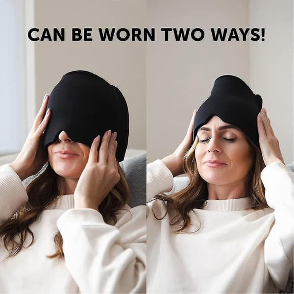 Theraice Rx Form Fitting Gel Ice Headache Migraine Relief Hat Cold Therapy Comfortable Stretchable F（svart）
