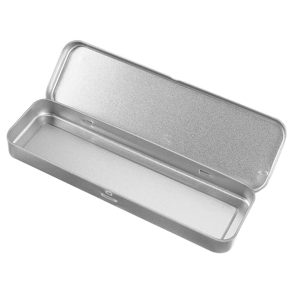 Bulk Pencils Cute Pencil Case Student Stationery Box Hinged Tinplate Container Tinplate Storage Box (Størrelse 1, Sølv)