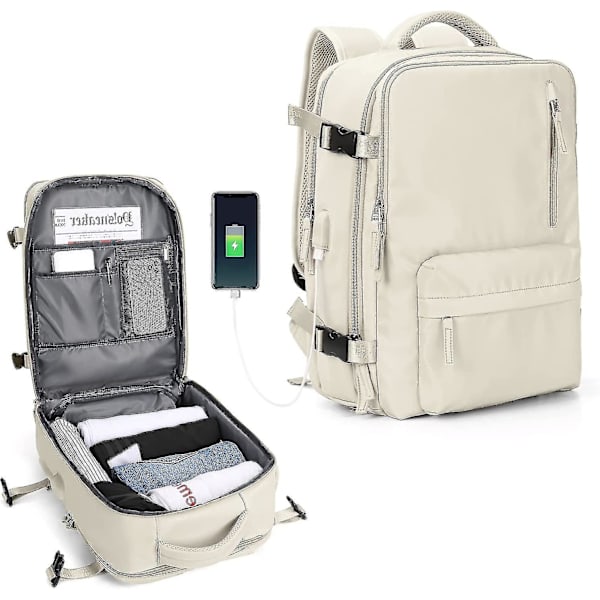 Stor rejserygsæk til kvinder, håndbagage, vandtæt rygsæk til udendørs sport, casual daypack, skoletaske, der passer til 14 tommer bærbar computer med os