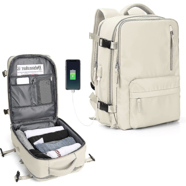 Stor resväska för kvinnor, handbagage, vandringsryggsäck, vattentät utomhussportsryggsäck, casual dagryggsäck, skolväska, passar 14-tums bärbar dator med USB