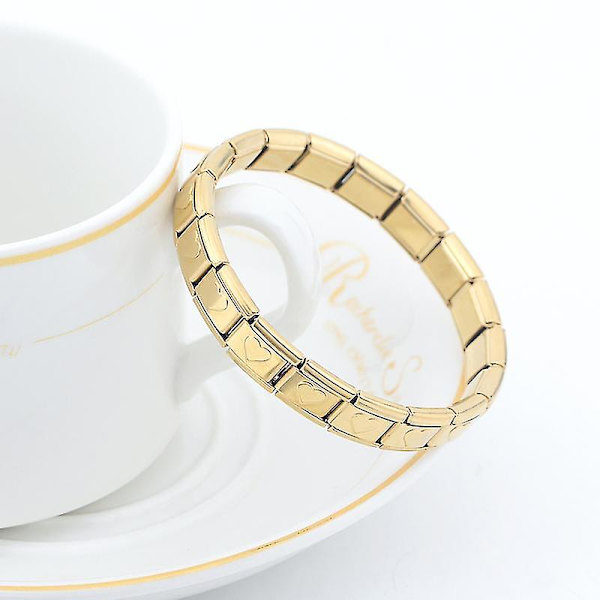 Ny Fashion Dame Romantisk Hjerte 9mm Bredde Rustfrit Stål Armbånd Ba（Guld Hjerte）
