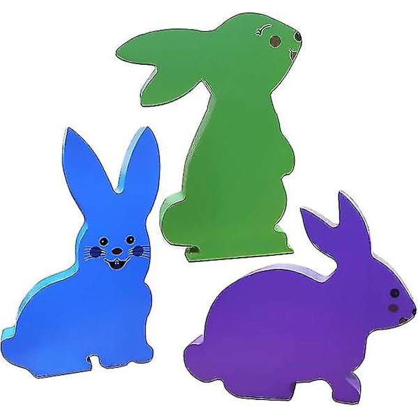 3 kpl Pääsiäispupu-koristetta puuleluja（vihreä violetti sininen）