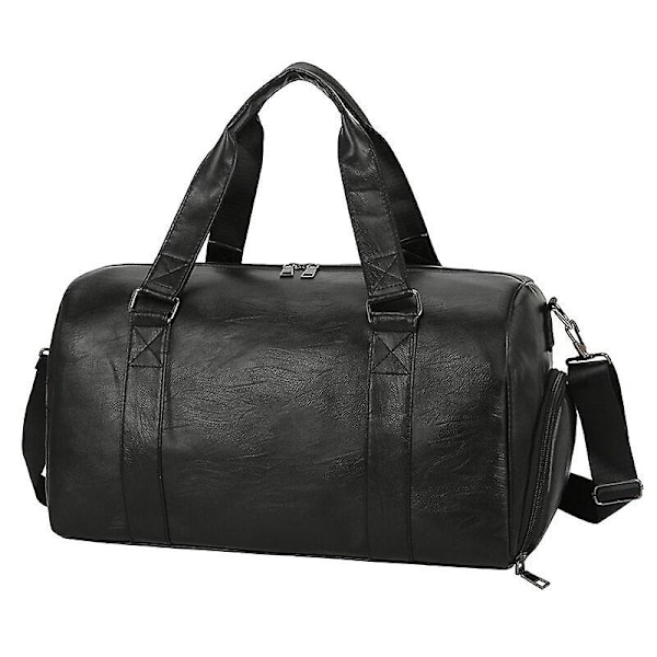 Stor kapacitet retro pu läder torr våt rese duffel väska（Röd l）