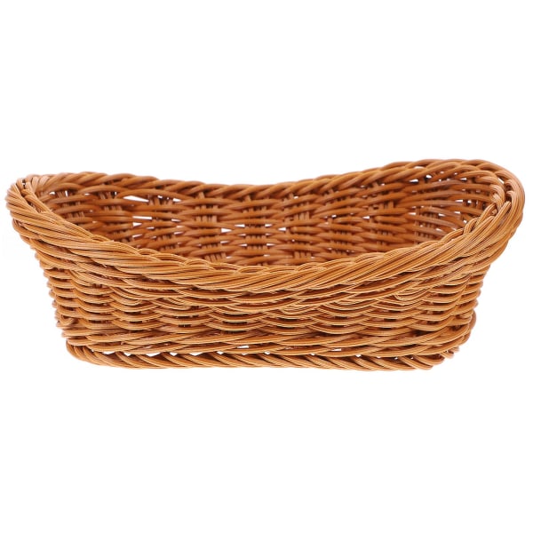 Bread basket fruit basket kitchen food tray imitation rattan basket (24X14.5CM, light brown)