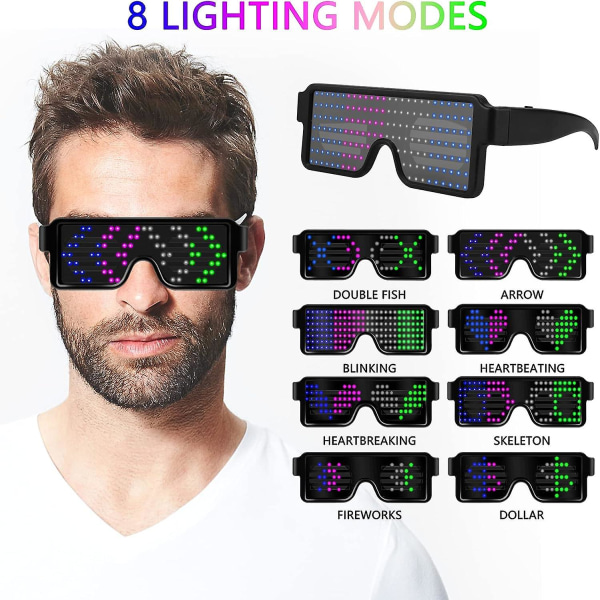 Led-valot lasit, 8 valokuviota, Cyberpunk-valot lasit Futuristic-lasit, Usb-ladattavat Led-lasit Raveihin, Cosplayhin ja juhliin