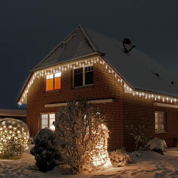 4m Vit LED-ljusslinga Meteorskur Effekt Drop Diamant Stalagmit IP 44 Inomhus Utomhus Jul, Vit