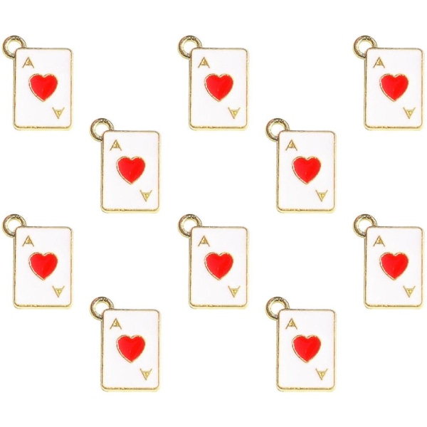 10-delt metall emalje spillkort anheng øredobber anheng DIY halskjede armbånd øredobber smykker lage anheng (1.50X1.10X0.20CM, rød)