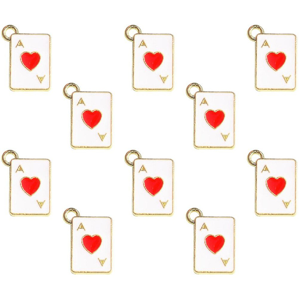 10-osainen metalliemalipelattu korttikorvakorun riipus DIY-kaulakoru rannekoru korvakoru korujen valmistus riipus (1.50X1.10X0.20CM, punainen)
