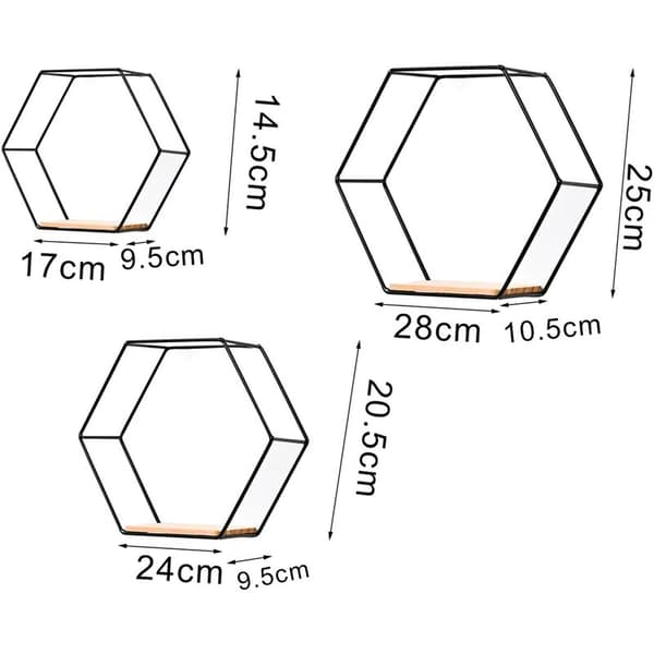 Multifunktionel nordisk stil jern væg rack geometrisk solid hexagonal opbevaringshylde gylden L
