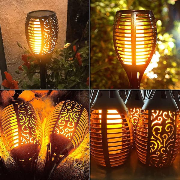 Solcellelamper til udendørs have, 33 LED store solfakkellamper, dansende flimrende flamme solcellelamper til udendørs