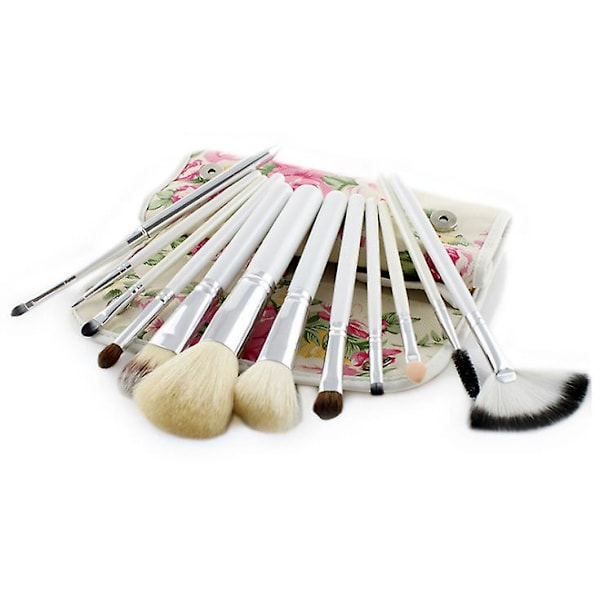 12 Rose flower makeup brushes (white)