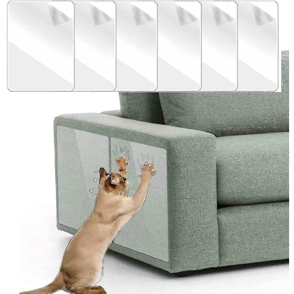 6 stk. Sofa Cat Scratch Protection, 45 cm x 20 cm, Transparent Cat Scratch Protection Furniture, Scratch Protection til Sofa