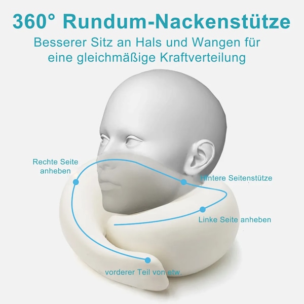 Resepåse, nackkudde, hakskyddskudde, justerbar surroundkudde för sömn, 3D-ögonmask, ljusgul ljusgrå