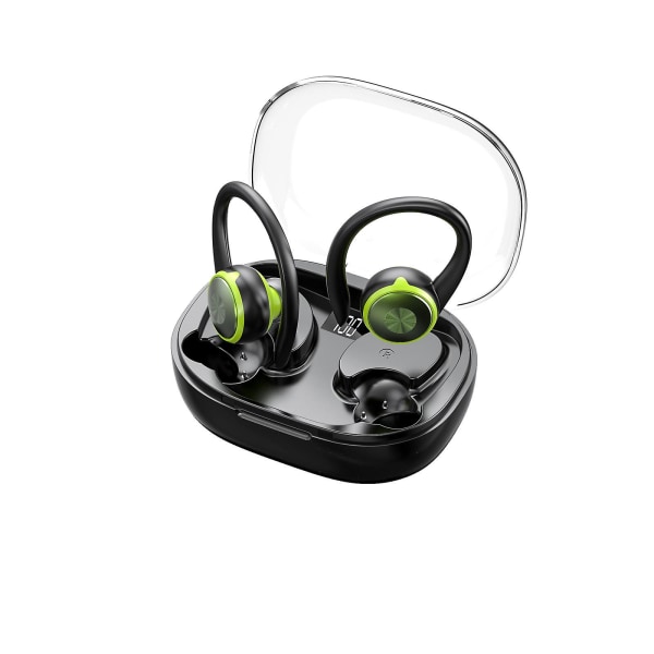 Bluetooth-hörlurar V5.3 Intelligent Digital Display Sports Ear Hook Hög ljudkvalitet Brusreducering Samtal（Grön）
