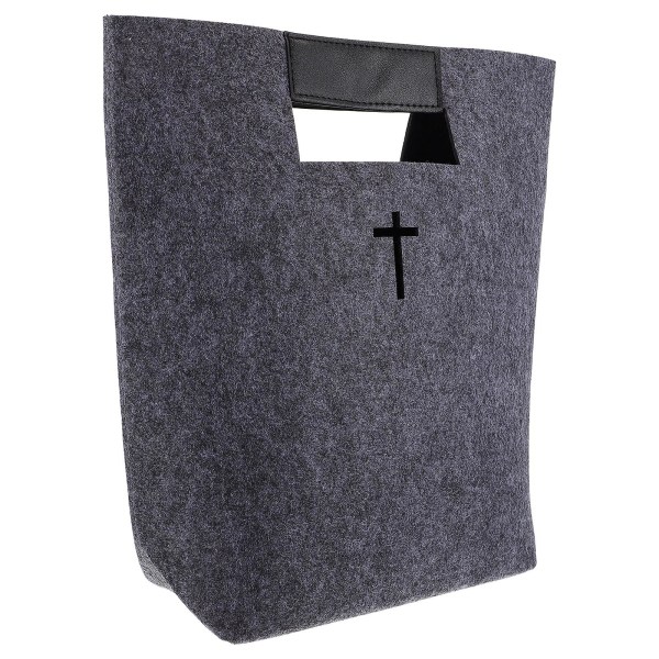 1 stk bibelkoffert filttote filt bibeldeksel Bibeltote handlepose (33X32X23CM, grå)