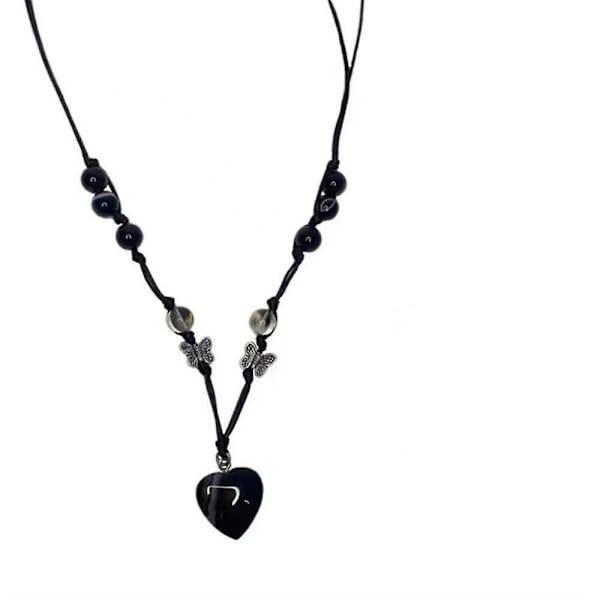 Justerbart y2k fjäril svart kärleks hjärta halsband för kvinnor kpop vintage punk goth egirl harajuku ovanliga hängen halsband